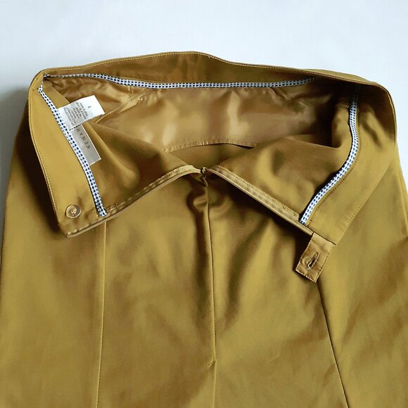 KENAR Pencil Skirt with Pokets and Back Slit in Ocre Yellow - Picture 11 of 16